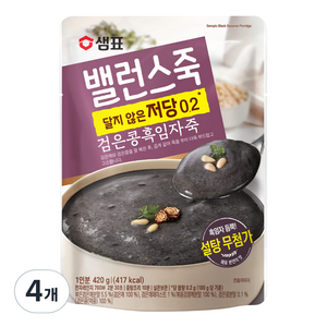 밸런스죽 샘표 검은콩흑임자죽, 420g, 4개