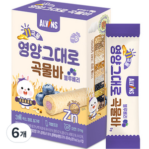 엘빈즈 11곡물 영양그대로 곡물바, 블루베리맛, 40g, 6개