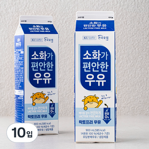 건국유업 소화가 편안한 우유, 900ml, 10입