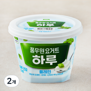 풀무원 하루 요거트 플레인 요거트, 400g, 2개