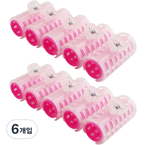 세븐스타 집게 헤어롤 5p, 롤(핑크), 집게(투명), 6개