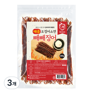 해야미 매콤 빼빼징어 오징어소면, 200g, 3개