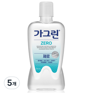 가그린 제로 구강청결제, 750ml, 5개