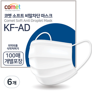 코멧 KF-AD 비말차단 마스크 (개별포장), 100개입, 6개