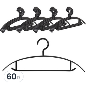생활공식 베이직 논슬립 옷걸이, 블랙, 60개