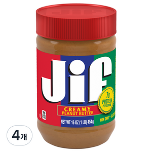 Jif 지프 크리미 땅콩버터, 454g, 4개