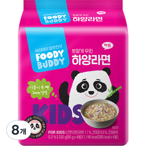 푸디버디 하양라면, 80g, 8개