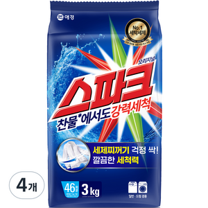 스파크 분말 세탁세제 리필, 3kg, 4개