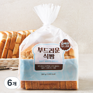 신세계푸드 부드러운 식빵, 380g, 6개