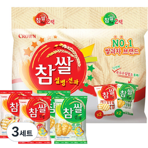 크라운 참쌀 설병 128g x 2p + 선과 115g x 2p 세트, 486g, 3개