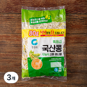 청정원 국내산 무농약 인증 전통 콩나물, 380g, 3개