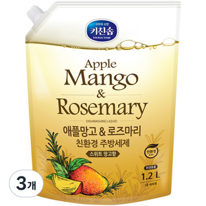 키친솝 애플망고 앤 로즈마리 친환경 주방세제, 1.2L, 3개