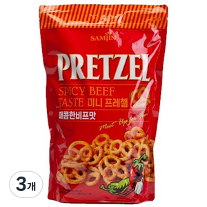 삼진 미니 프레첼 매콤한 비프맛, 300g, 3개