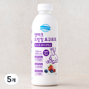 덴마크 드링킹요구르트 포스트바이오틱스 베리믹스, 750ml, 5개