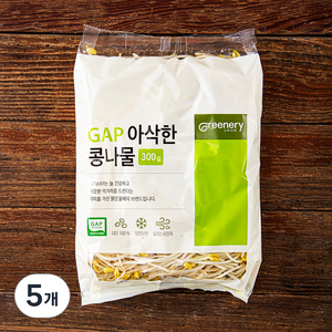 맑은물에 그리너리 GAP 인증 아삭한 콩나물, 300g, 5개