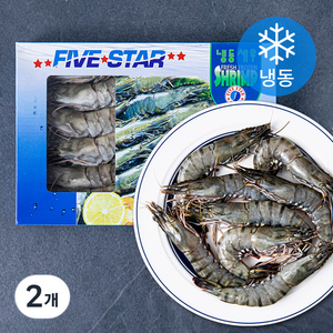 FIVESTAR 말레이시아산 블랙타이거 얼룩 새우 (냉동), 500g(12미), 2개