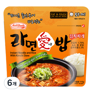 이지밥 라면애밥 김치찌개, 110g, 6개