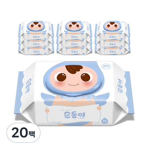 순둥이 오리지널 플러스 엘블루 아기물티슈 캡형 75평량, 75g, 70매, 20세트