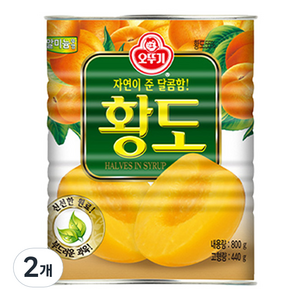 오뚜기 황도 반절 통조림, 800g, 2개