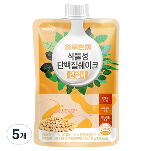 로엘 웰업 하루한끼 식물성 단백질쉐이크 인절미맛, 40g, 5개