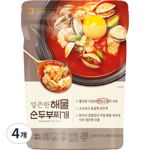 아워홈 얼큰한 해물 순두부찌개, 400g, 4개