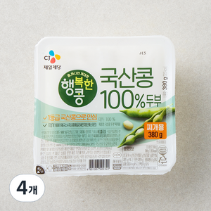 행복한콩 국산콩 두부 찌개용, 380g, 4개