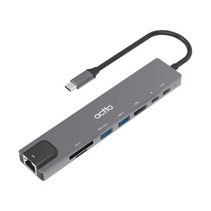 엑토 8in1 C타입 HDMI PD충전 랜포트 멀티허브 CRH-24, 그레이, 1개