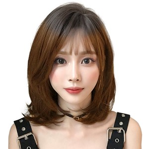 하이유니 허그 펌 단발 헤어 단발 통가발 40cm + 가발망 + 거치대 세트, 허니브라운(가발), 랜덤발송(거치대), 1세트