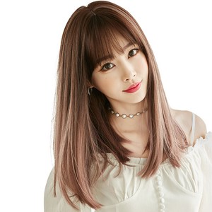 하이유니 옴브레 볼륨매직 헤어 통가발 46cm + 가발망 + 거치대 세트, 핑크브라운 + 커피브라운(가발), 랜덤발송(거치대), 1세트