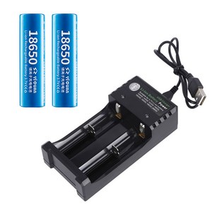 리튬이온 충전지 전용 홀더 2구 J48 + 충전식 배터리 J22 18650 1200mAh 2p, 1세트