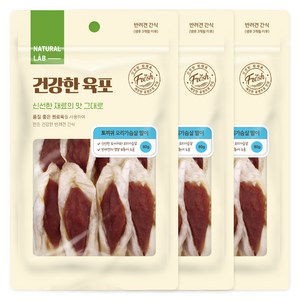 네츄럴랩 강아지 건강한 육포 말이 간식, 혼합맛(토끼귀/오리가슴살), 80g, 3개