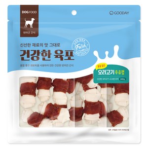 굿데이 강아지 건강한 육포말이 우유껌 간식, 240g, 1개, 오리고기