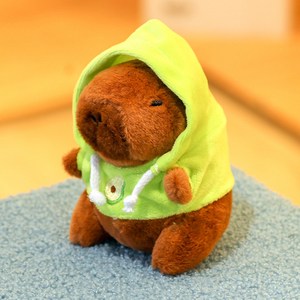 다다랜드 뚠빵한 키링 인형, 12cm, 아보카도 후드티 카피바라, 1개