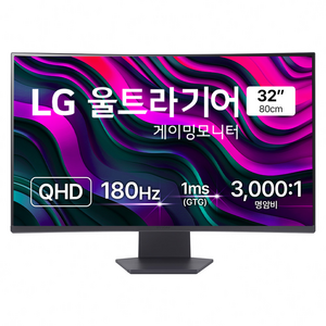 LG전자 QHD 울트라기어 게이밍 모니터, 80cm, 32GS60QC