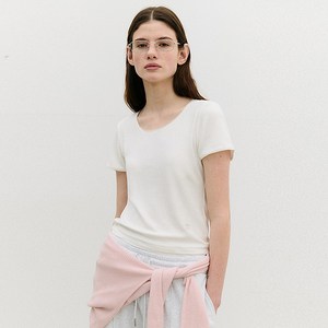 로라로라 여성용 NUBASIC LACE RIBBED T-SHIRT