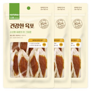 내츄럴랩 건강한 육포 강아지 간식, 혼합맛(토끼귀/황태), 80g, 3개