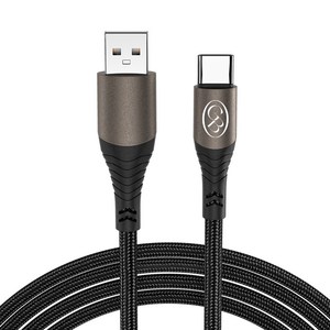 감비앤코 USB A타입-C타입 60W PPS PD 초고속 충전지원 데이터 줄꼬임 방지 패브릭 케이블, 1개, 메탈 블랙, 1m