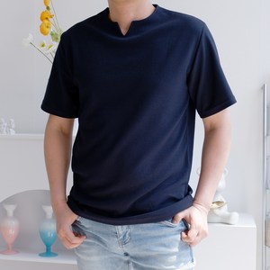 엘엑스티 남성용 구김없는 링클프리 엠보 슬릿 브이넥 반팔 티셔츠