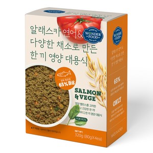 원더푸드 강아지 전연령용 한 끼 영양 대용식 닭고기 사료 4p, 연어, 320g, 1개