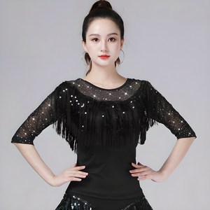 여성용 망사 수술 라인댄스복 라틴댄스복 스포츠댄스 Women's T-shit 뉴타임즈 W149H755