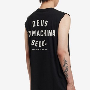 [국내매장판] 데우스 서울 컬리지 슬리브리스 나시 민소매 SEOUL COLLEGE SLEEVELESS BLACK 바다 바닷가 비치웨어