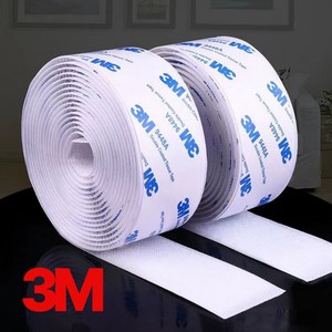 3M 초강력 벨크로 찍찍이 부직포 양면 테이프 암수한쌍 4종, 화이트 5cm x 1미터, 1개