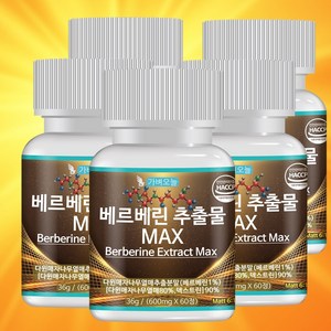 가벼오늘 베르베린 추출물 맥스 식약청 인증 600mg, 60정, 5개