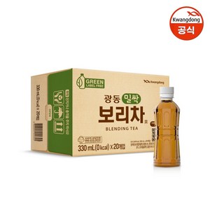 광동제약 밀싹 보리차 그린 무라벨, 330ml, 20개