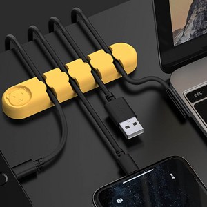 멀티아 미니곰 케이블 홀더 충전기 선정리 책상 고정 USB 정리 사무실 클립, Black, 4홀, 1개