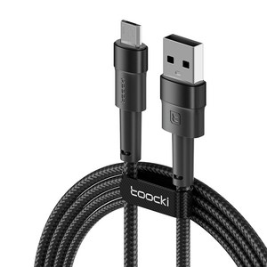 Toocki USB A타입 마이크로 5핀 고속 충전 케이블, 1개, 블랙, 0.5m