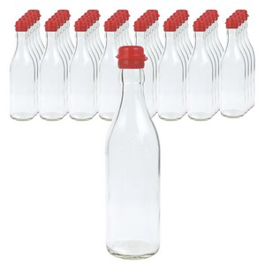 가인글로벌 투명 기름병350 + 코벤트캡 빨강 유리병 참기름병 용기, 40개, 350ml