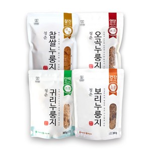 청춘누룽지 4종 맛보기 혼합 구성, 300g, 4개