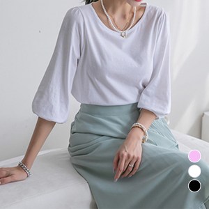 [나크21] (55~77) 보트넥 퍼프 소매 티셔츠 KO21-T-08