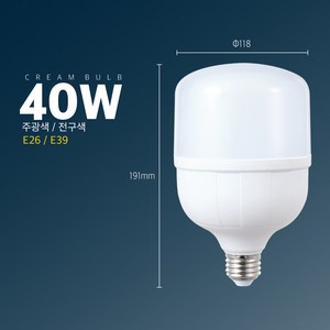 씨티오 LED 크림벌브 40W E26, 전구색, 1개